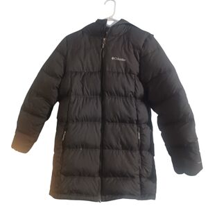 Columbia Black Long Puffer Jacket with Hood